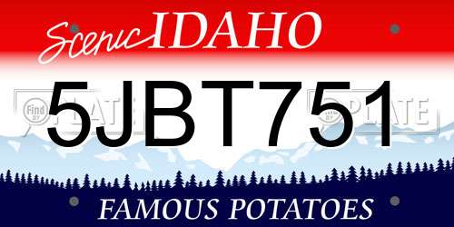 5JBT751 Idaho License Plate