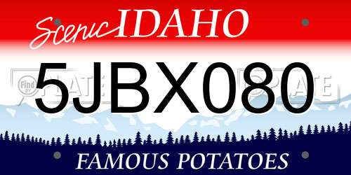 5JBX080 Idaho License Plate