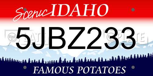 5JBZ233 Idaho License Plate