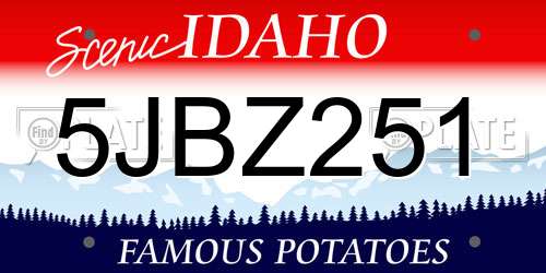 5JBZ251 Idaho License Plate