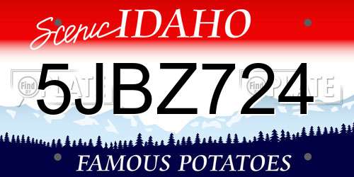 5JBZ724 Idaho License Plate