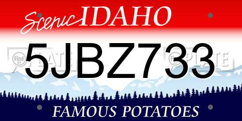 5JBZ733 Idaho License Plate