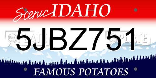 5JBZ751 Idaho License Plate