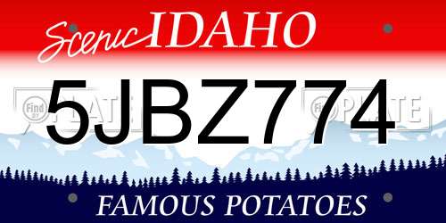 5JBZ774 Idaho License Plate