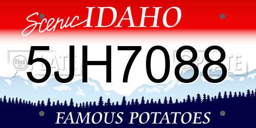 5JH7088 Idaho License Plate