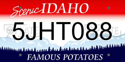 5JHT088 Idaho License Plate