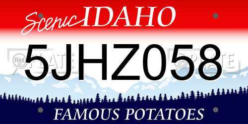 5JHZ058 Idaho License Plate