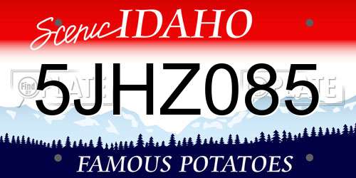 5JHZ085 Idaho License Plate