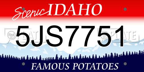 5JS7751 Idaho License Plate