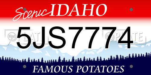 5JS7774 Idaho License Plate
