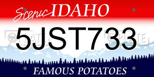 5JST733 Idaho License Plate