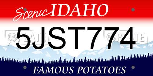 5JST774 Idaho License Plate