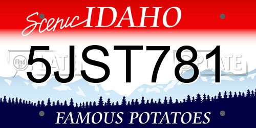 5JST781 Idaho License Plate
