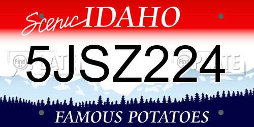 5JSZ224 Idaho License Plate