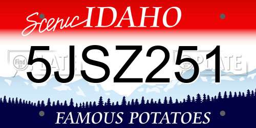 5JSZ251 Idaho License Plate