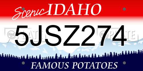 5JSZ274 Idaho License Plate