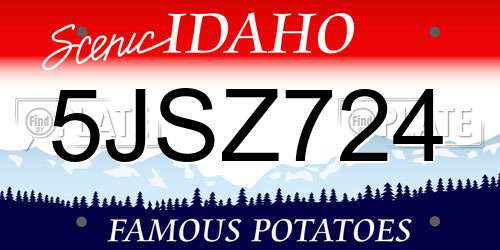 5JSZ724 Idaho License Plate