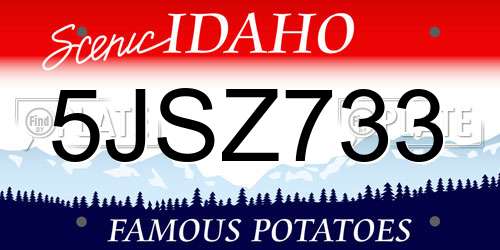 5JSZ733 Idaho License Plate