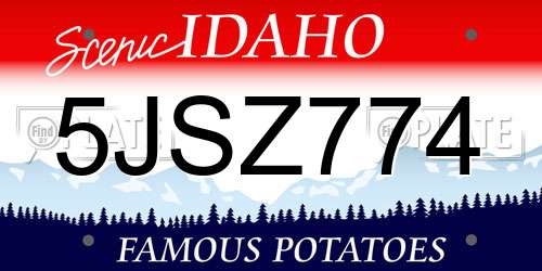5JSZ774 Idaho License Plate
