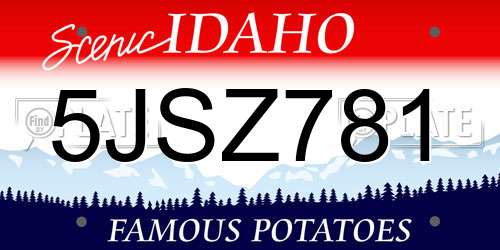 5JSZ781 Idaho License Plate