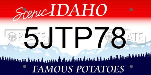5JTP78 Idaho License Plate