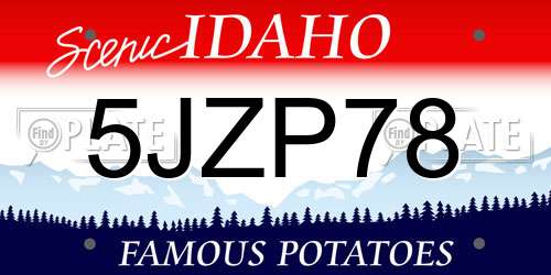 5JZP78 Idaho License Plate