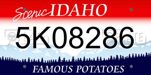 5K08286 Idaho License Plate