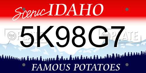 5K98G7 Idaho License Plate