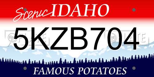 5KZB704 Idaho License Plate