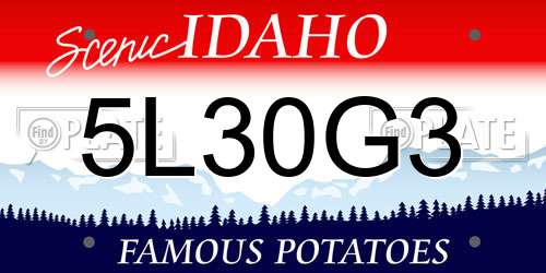 5L30G3 Idaho License Plate