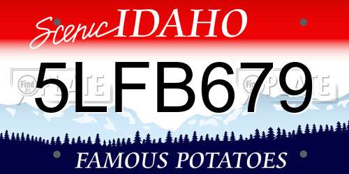 5LFB679 Idaho License Plate