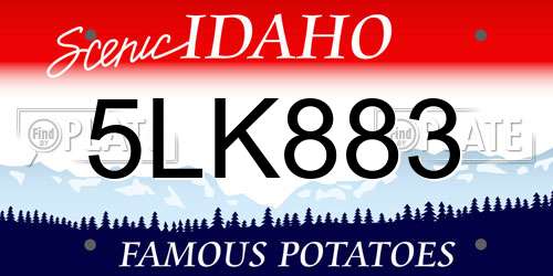 5LK883 Idaho License Plate