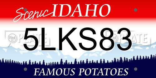 5LKS83 Idaho License Plate