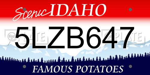 5LZB647 Idaho License Plate