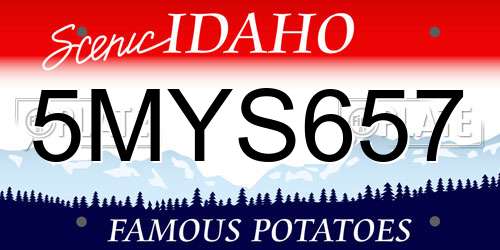5MYS657 Idaho License Plate