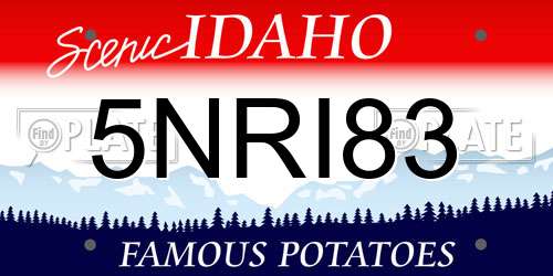 5NRI83 Idaho License Plate