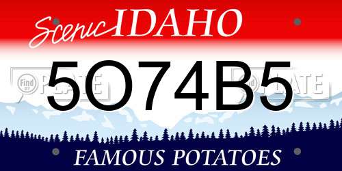 5O74B5 Idaho License Plate