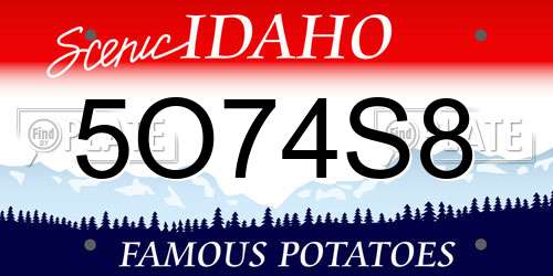 5O74S8 Idaho License Plate