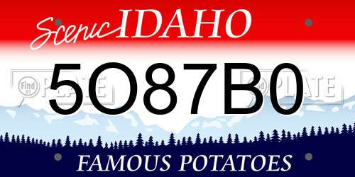 5O87B0 Idaho License Plate
