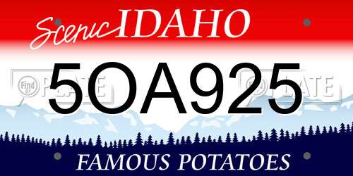 5OA925 Idaho License Plate