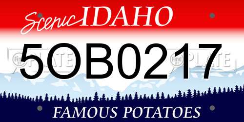 5OB0217 Idaho License Plate