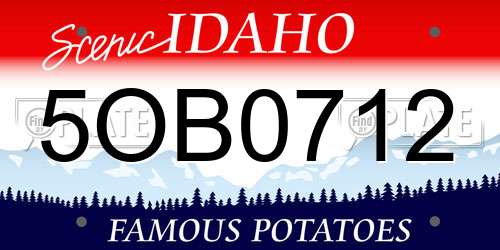 5OB0712 Idaho License Plate