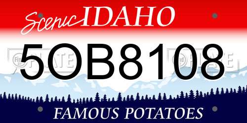 5OB8108 Idaho License Plate
