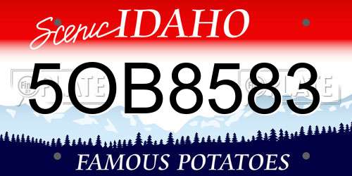 5OB8583 Idaho License Plate