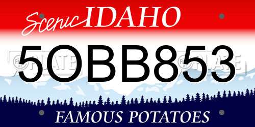 5OBB853 Idaho License Plate