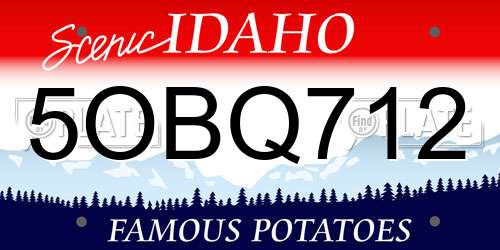 5OBQ712 Idaho License Plate