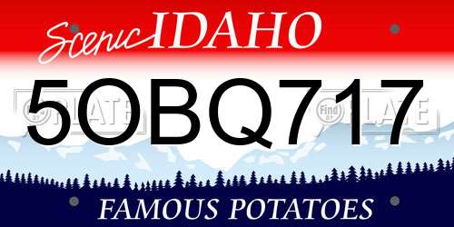 5OBQ717 Idaho License Plate