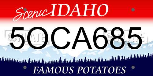 5OCA685 Idaho License Plate