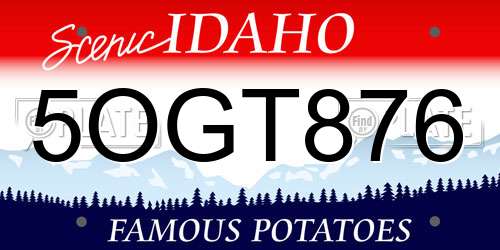 5OGT876 Idaho License Plate