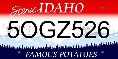 5OGZ526 Idaho License Plate